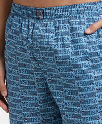 Super Combed Mercerized Cotton Woven Printed Boxer Shorts with Side Pocket - Seaport Teal & Blue Heaven (Pack of 2)