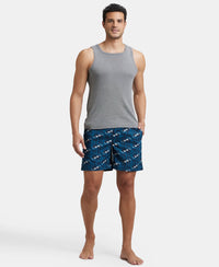 Super Combed Mercerized Cotton Woven Printed Boxer Shorts with Side Pocket - Seaport Teal & Blue Heaven (Pack of 2)