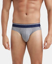 Super Combed Cotton Elastane Stretch Solid Brief with Ultrasoft Waistband - Mid Grey Melange-1