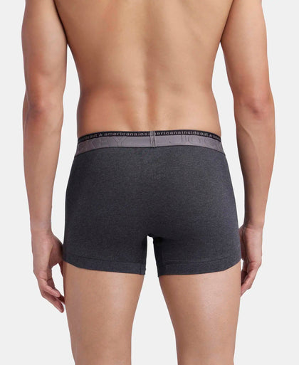 Super Combed Cotton Elastane Stretch Solid Trunk with Ultrasoft Waistband - Black Melange-3