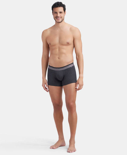 Super Combed Cotton Elastane Stretch Solid Trunk with Ultrasoft Waistband - Black Melange-4