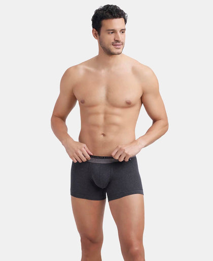 Super Combed Cotton Elastane Stretch Solid Trunk with Ultrasoft Waistband - Black Melange-5