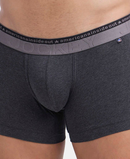 Super Combed Cotton Elastane Stretch Solid Trunk with Ultrasoft Waistband - Black Melange-6