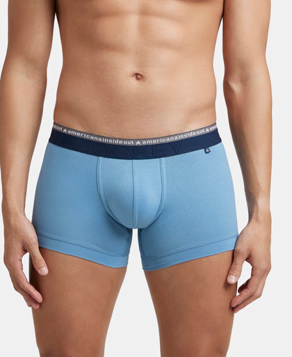 Super Combed Cotton Elastane Stretch Solid Trunk with Ultrasoft Waistband - Blue Heaven (Pack of 2)