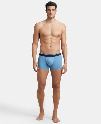 Super Combed Cotton Elastane Stretch Solid Trunk with Ultrasoft Waistband - Blue Heaven (Pack of 2)