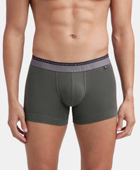 Super Combed Cotton Elastane Stretch Solid Trunk with Ultrasoft Waistband - Deep Olive-1