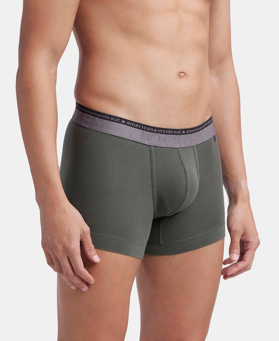 Super Combed Cotton Elastane Stretch Solid Trunk with Ultrasoft Waistband - Deep Olive-2