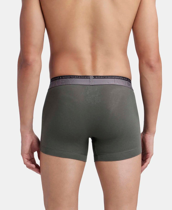 Super Combed Cotton Elastane Stretch Solid Trunk with Ultrasoft Waistband - Deep Olive-3