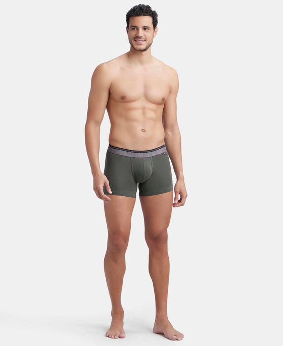 Super Combed Cotton Elastane Stretch Solid Trunk with Ultrasoft Waistband - Deep Olive-4