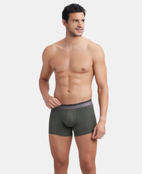 Super Combed Cotton Elastane Stretch Solid Trunk with Ultrasoft Waistband - Deep Olive-5