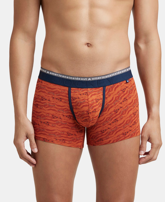 Super Combed Cotton Elastane Stretch Printed Trunk with Ultrasoft Waistband - Autumn Glaze