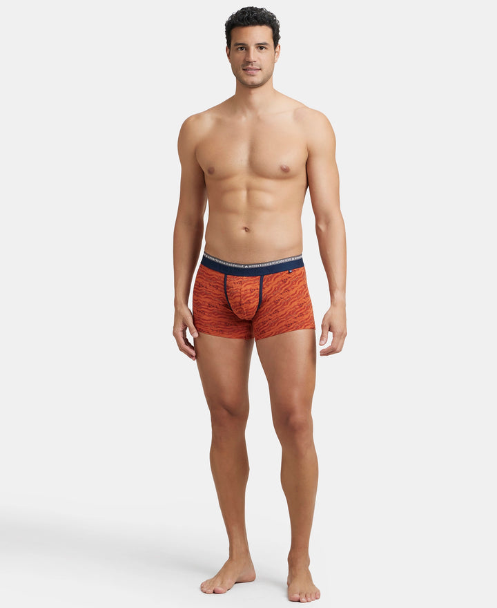 Super Combed Cotton Elastane Stretch Printed Trunk with Ultrasoft Waistband - Autumn Glaze