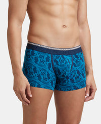 Super Combed Cotton Elastane Stretch Printed Trunk with Ultrasoft Waistband - Bright Teal