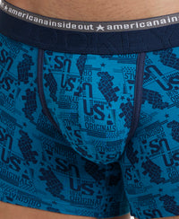 Super Combed Cotton Elastane Stretch Printed Trunk with Ultrasoft Waistband - Bright Teal