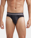 Super Combed Cotton Elastane Stretch Striped Brief with Ultrasoft Waistband  - Black-1