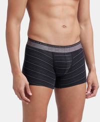 Super Combed Cotton Elastane Stretch Stripe Trunk with Ultrasoft Waistband - Black-2