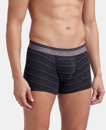 Super Combed Cotton Elastane Stretch Stripe Trunk with Ultrasoft Waistband - Black-2