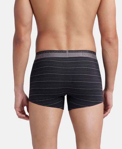 Super Combed Cotton Elastane Stretch Stripe Trunk with Ultrasoft Waistband - Black-3