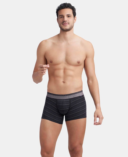 Super Combed Cotton Elastane Stretch Stripe Trunk with Ultrasoft Waistband - Black-5