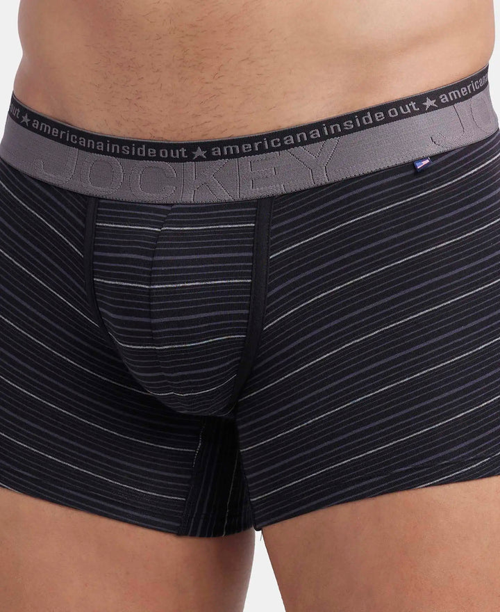 Super Combed Cotton Elastane Stretch Stripe Trunk with Ultrasoft Waistband - Black-6