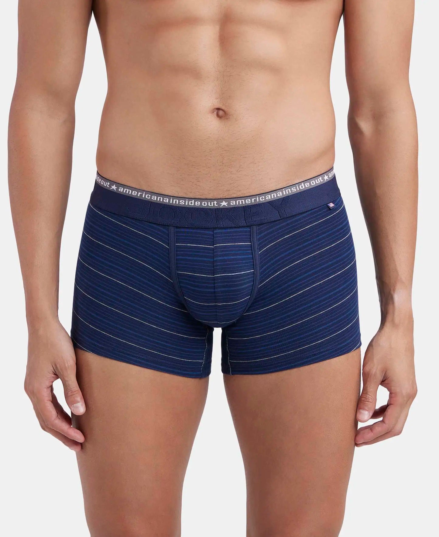 Super Combed Cotton Elastane Stretch Stripe Trunk with Ultrasoft Waistband - Navy-1