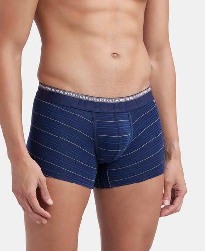 Super Combed Cotton Elastane Stretch Stripe Trunk with Ultrasoft Waistband - Navy-2