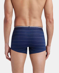 Super Combed Cotton Elastane Stretch Stripe Trunk with Ultrasoft Waistband - Navy-3