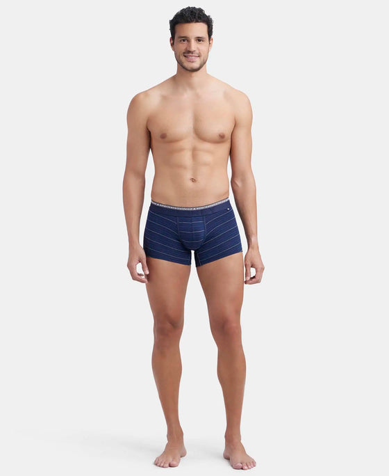 Super Combed Cotton Elastane Stretch Stripe Trunk with Ultrasoft Waistband - Navy-4