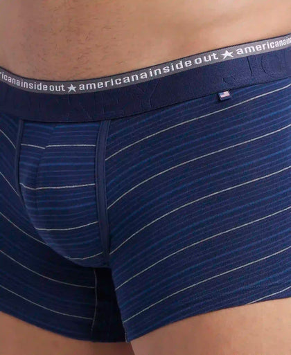 Super Combed Cotton Elastane Stretch Stripe Trunk with Ultrasoft Waistband - Navy-6