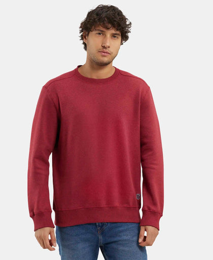 Super Combed Cotton Rich Fleece Sweatshirt with StayWarm Technology - Red Melange-1