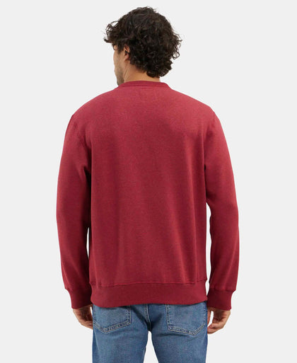 Super Combed Cotton Rich Fleece Sweatshirt with StayWarm Technology - Red Melange-3