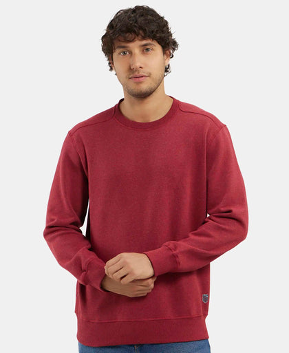 Super Combed Cotton Rich Fleece Sweatshirt with StayWarm Technology - Red Melange-5