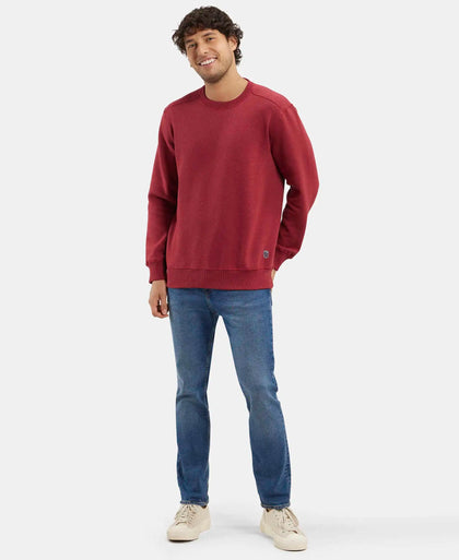 Super Combed Cotton Rich Fleece Sweatshirt with StayWarm Technology - Red Melange-6