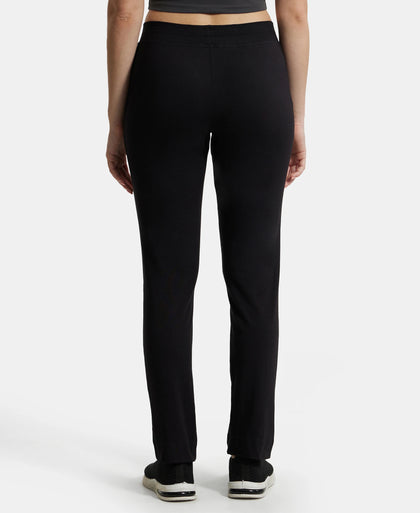 Super Combed Cotton Elastane Slim Fit Trackpants With Side Pockets - Black-3