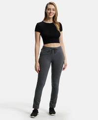Super Combed Cotton Elastane Slim Fit Trackpants With Side Pockets - Charcoal Melange-4