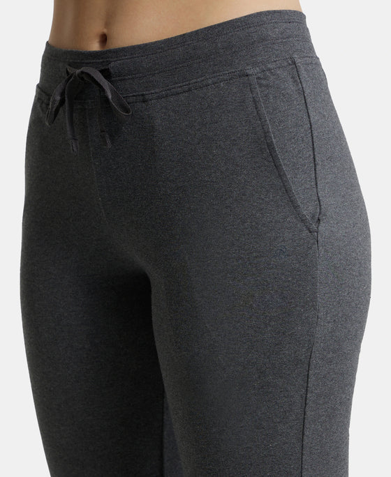 Super Combed Cotton Elastane Slim Fit Trackpants With Side Pockets - Charcoal Melange-7