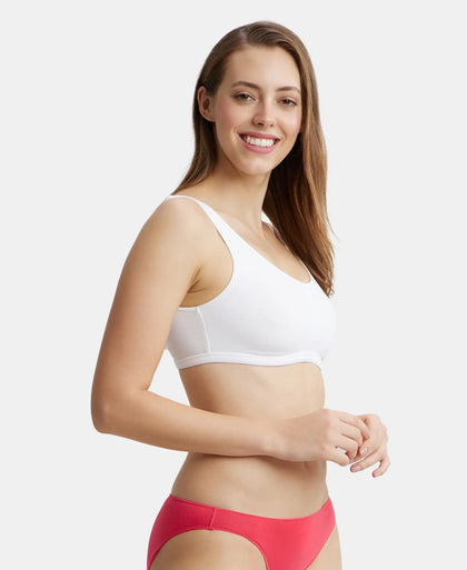 Super Combed Cotton Elastane Slip On Crop Top With StayFresh Treatment - White-2