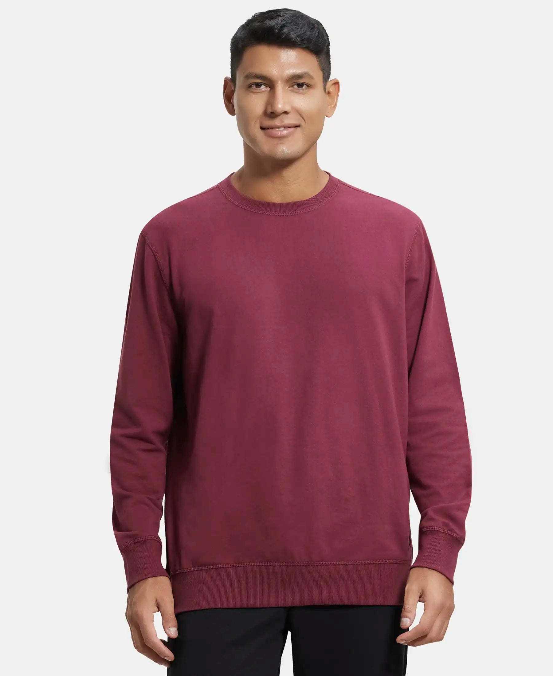 Buy Jockey 2716 Men's Super Combed Cotton French Terry Solid Sweatshirt  with Ribbed Cuffs_Black_S at