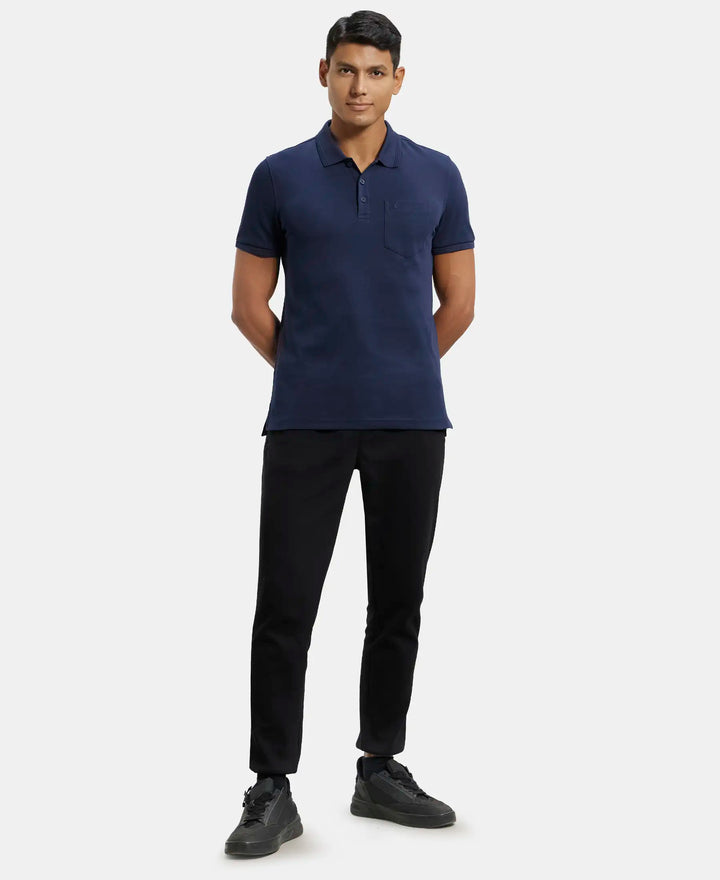 Buy Super Combed Cotton Rich Solid Half Sleeve Polo T-Shirt with Chest ...