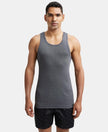 Super Combed Cotton Rib Round Neck with Racer Back Gym Vest - Charcoal Melange-1