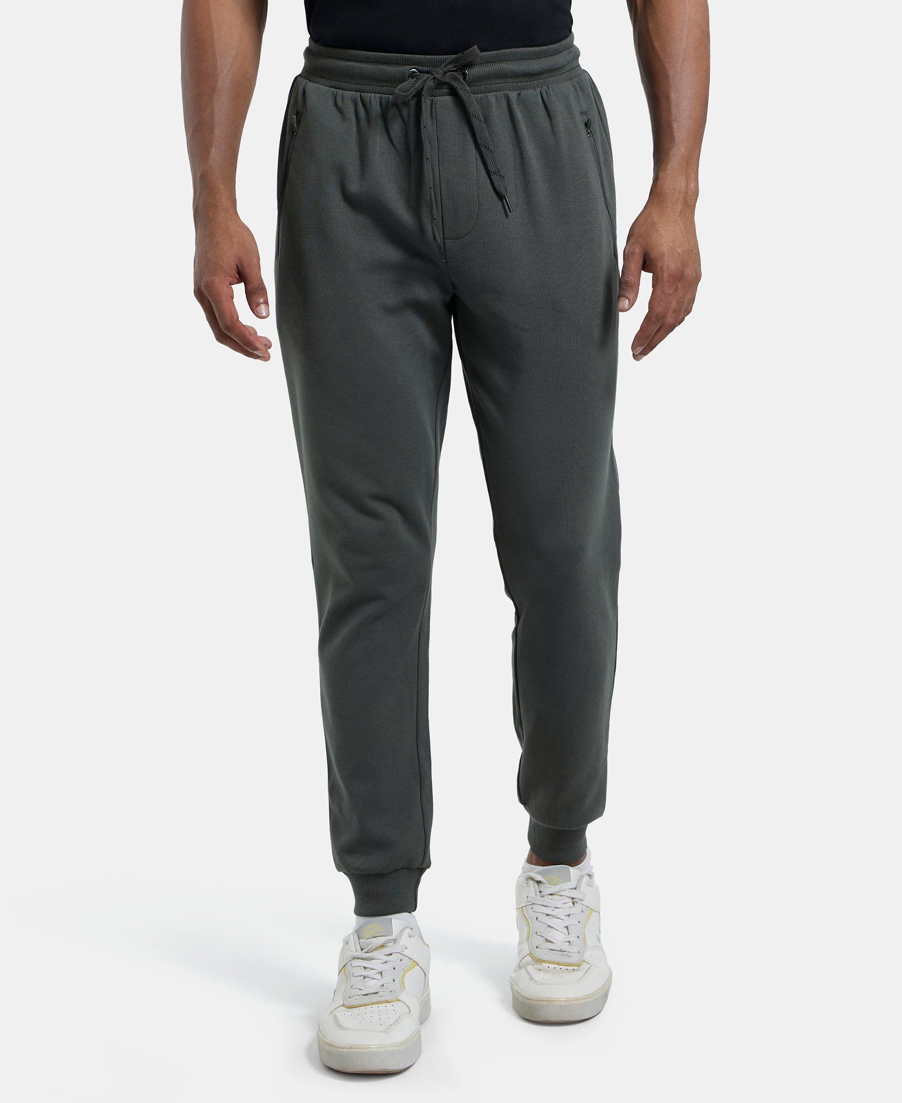 Buy Super Combed Cotton Rich Slim Fit Jogger with Zipper Pockets - Deep ...