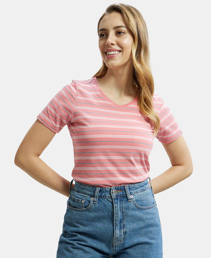 Lycra Cotton Half Sleeve Deep V-Neck Ladies T-Shirt at best price in Mumbai