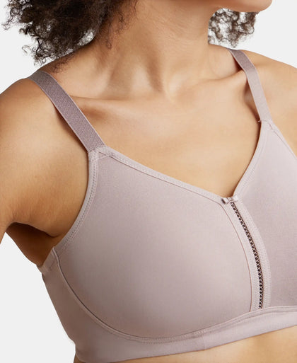 Wirefree Non Padded Super Combed Cotton Elastane Full Coverage Minimizer Bra - Mocha-6