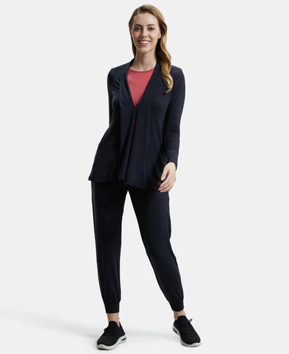 Environment Friendly Lyocell Relaxed Fit Full Sleeve Shrug - Black-7