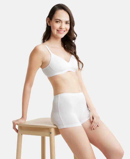 Wirefree Padded Super Combed Cotton Elastane Full Coverage Slip-On Beginners Bra - White-6