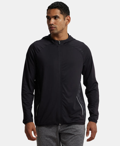 Microfiber Elastane Stretch Performance Hoodie Jacket with StayDry and StayFresh Technology - Black-1