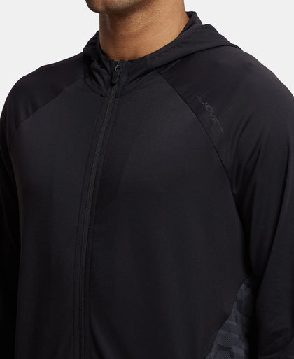 Microfiber Elastane Stretch Performance Hoodie Jacket with StayDry and StayFresh Technology - Black-7