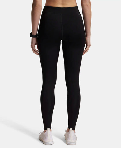 Microfiber Elastane Performance Leggings with Broad Waistband - Black-3