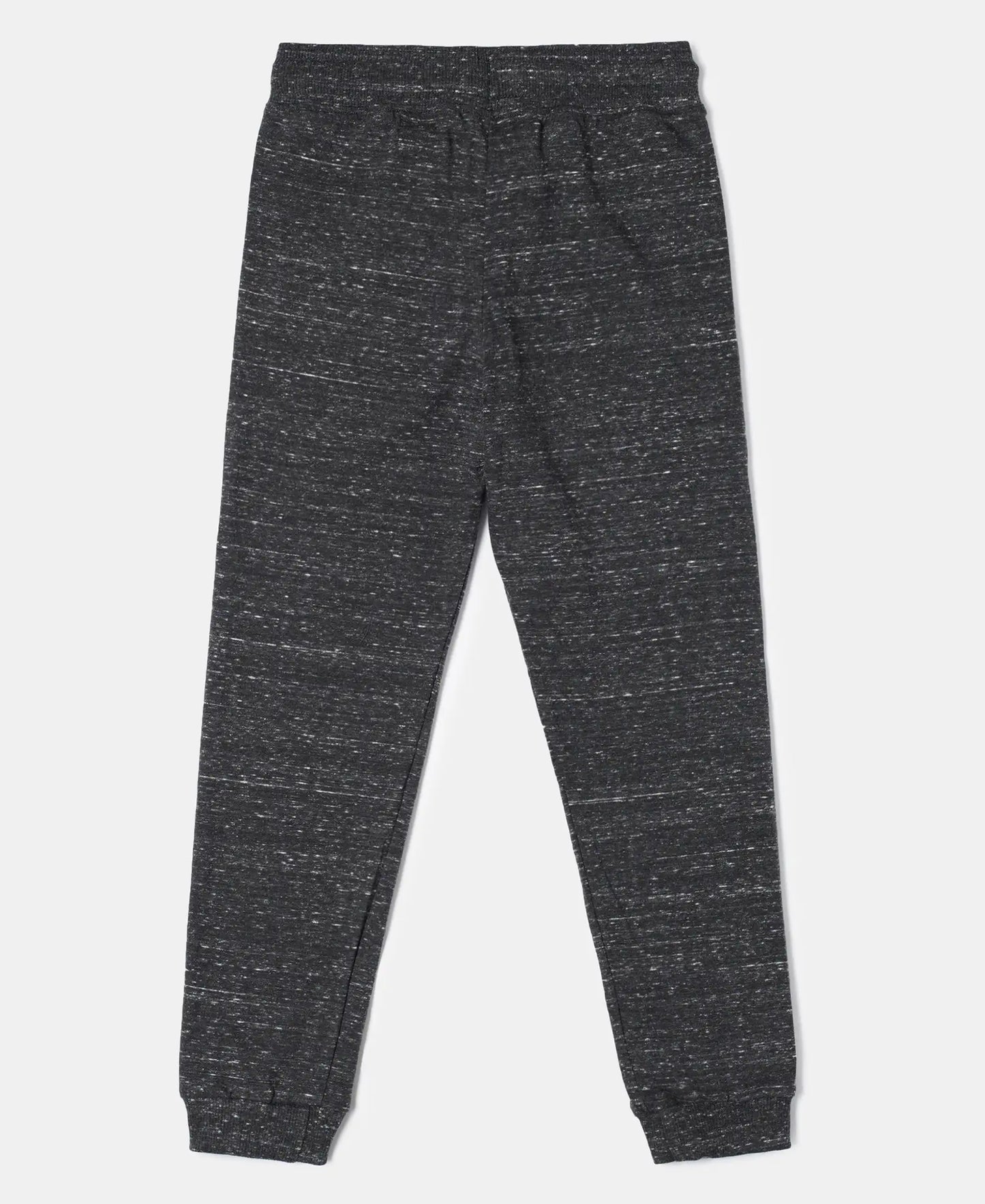 Super Combed Cotton Rich Joggers with Ribbed Cuff Hem - Black Snow Melange-2