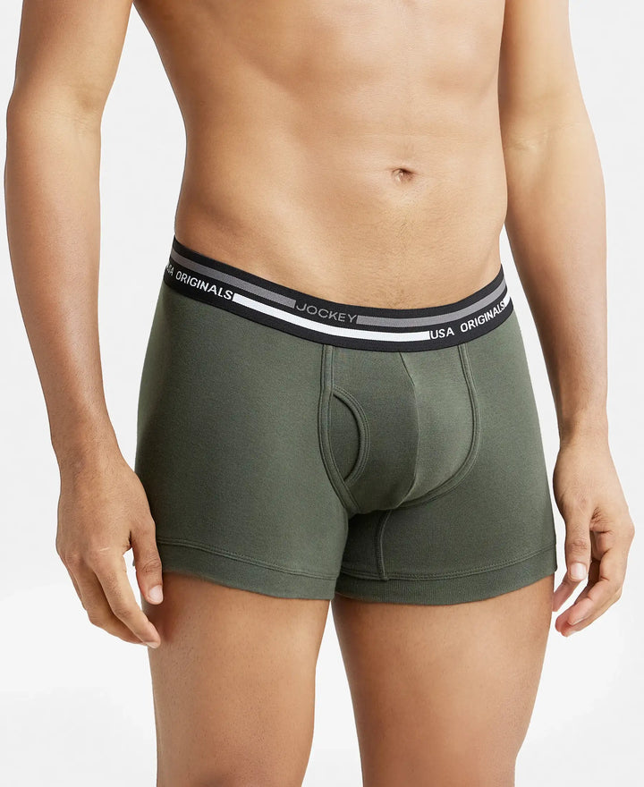Super Combed Cotton Rib Trunk with Ultrasoft Waistband - Deep Olive-2